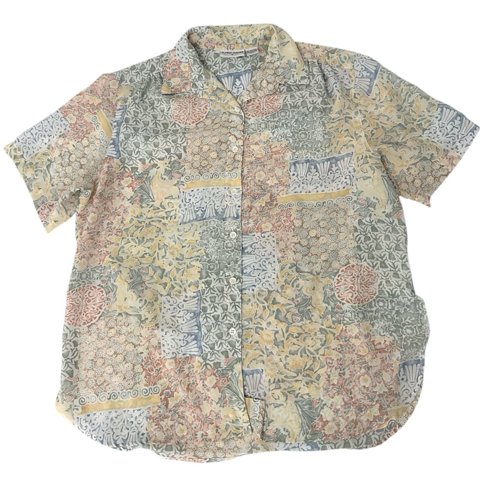 Vintage Alfred Dunner Patchwork Pastel Floral Blouse Size 18 Grandma Chic